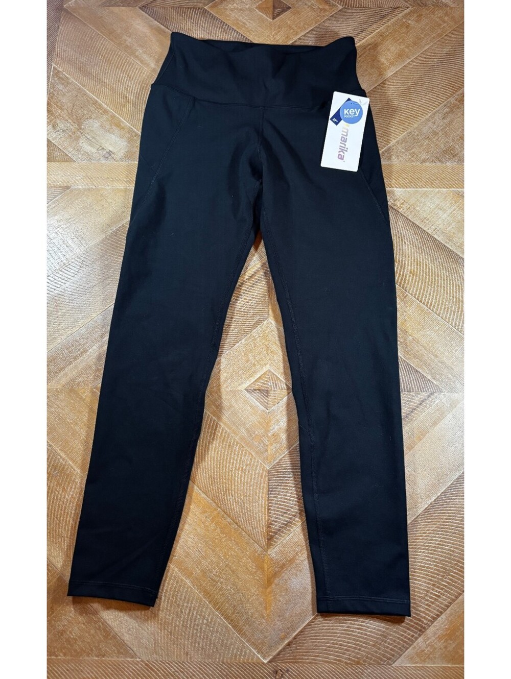 NWT Marika Women’s Large Black L Leggings High Rise Stretch Key Pocket (2009)